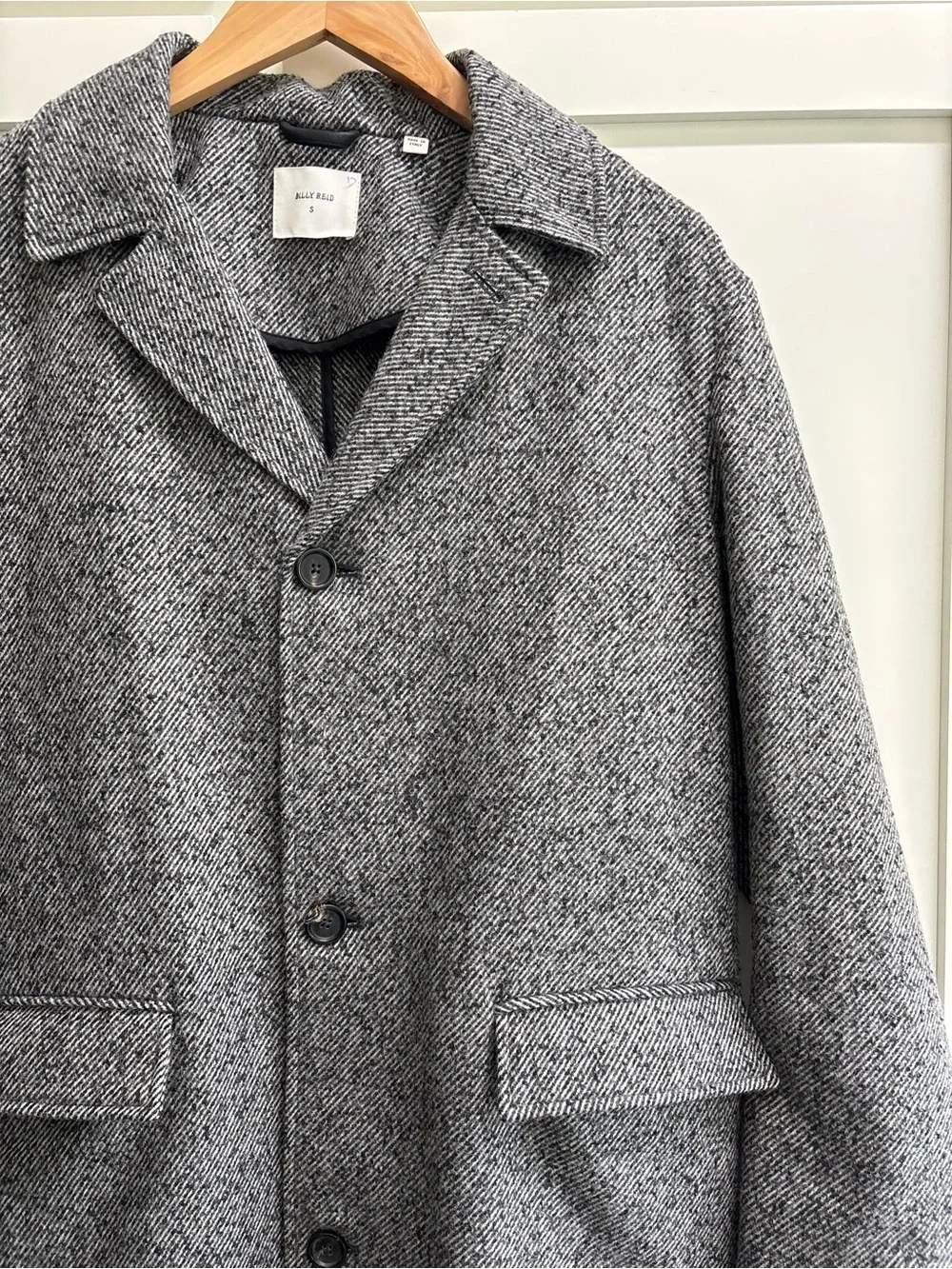 Billy Reid Lancaster Coat men’s small  gray black wool blend made in Italy